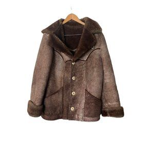 Vintage Northern Comfort Mens Shearling Jacket Coat Brown 40